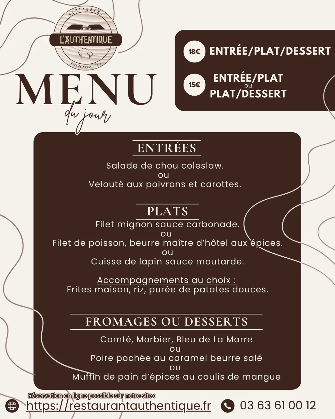 Affiche menu du jour